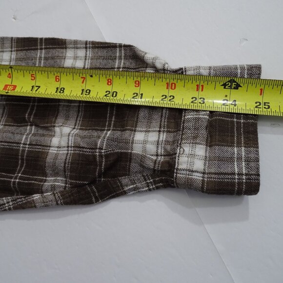 Wrangler Brown Plaid Button Up Flannel Western Shirt Men Size XL Cotton Long Slv - Picture 8 of 10